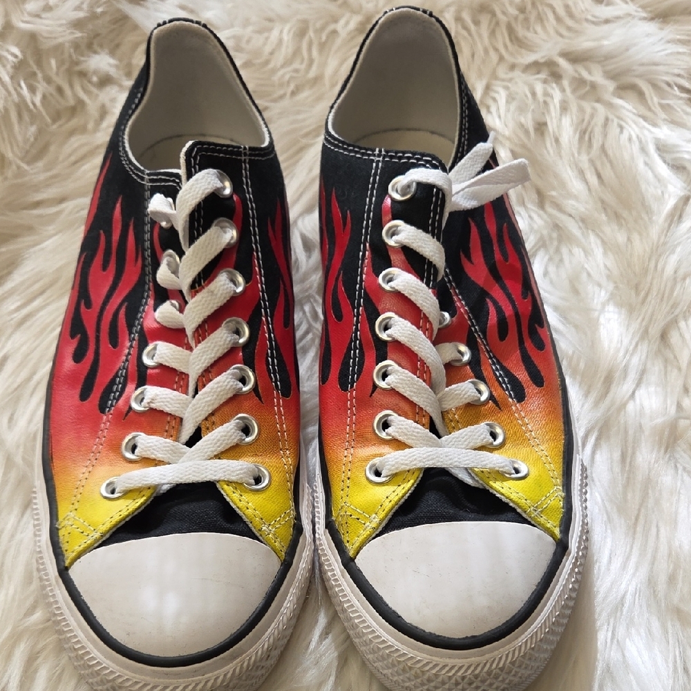 Converse Flame Design Sneakers - Red, Yellow, Black